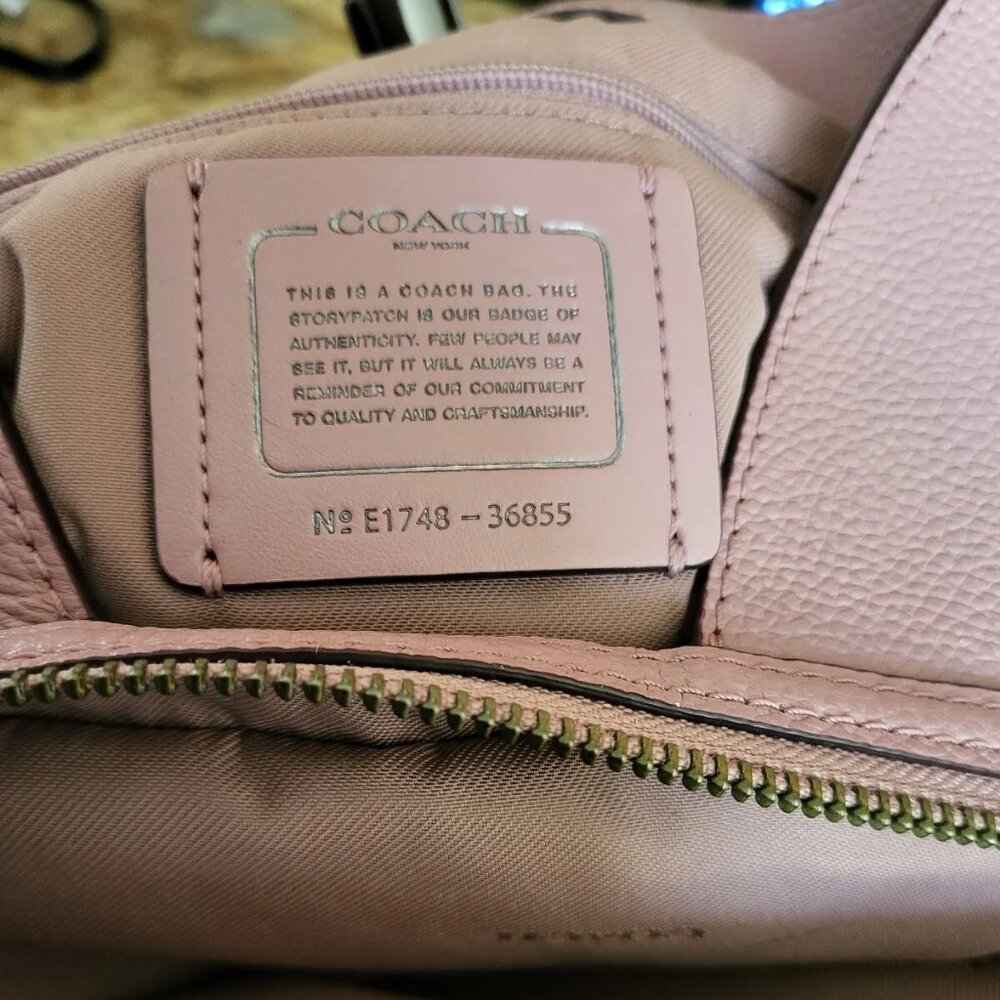 Coach Edie Turnlock Large Purse 36855 Dusty Rose Leather Shoulder Bag - Picture 5 of 7